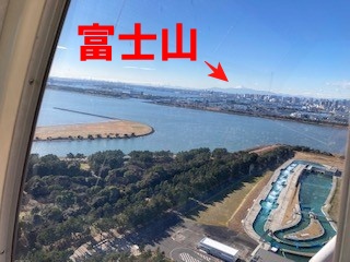 葛西臨海公園大観覧車から富士山を見た景色