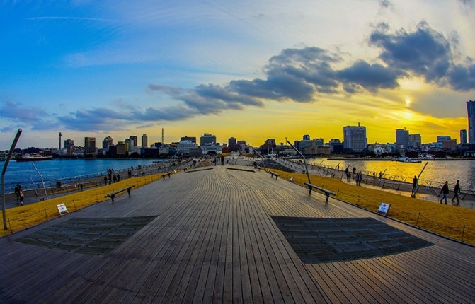 横浜港大さん橋の屋上の写真